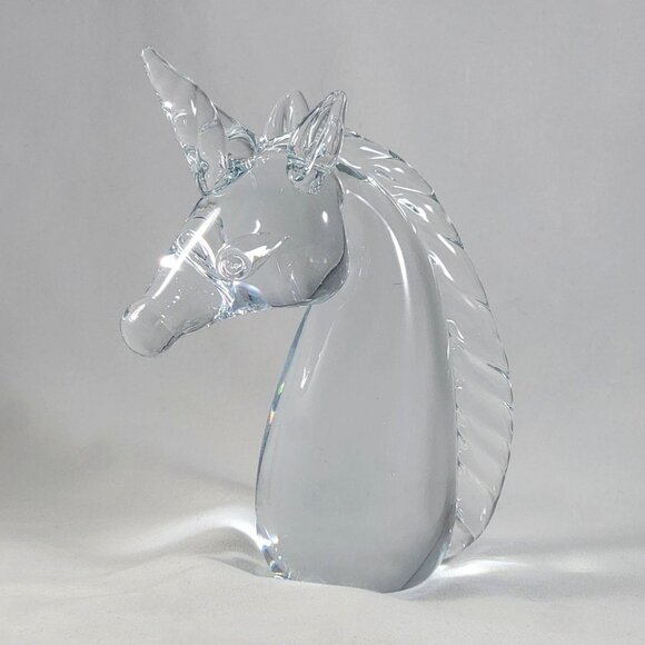 Unicorn Figurine Large Glass Paperweight Mythical Decor Whimsical Art Figure 6½" - Picture 4 of 10